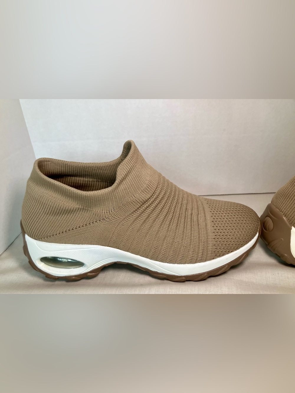STQ Women's Walking Shoes Slip on Breathable Sneakers Taupe US SIZE 9 - Picture 9 of 16